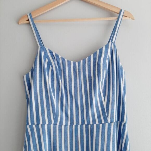 OLD NAVY Cami Fit & Flare Dobby-Stripe Ruffle-Hem Dress Sz M - Picture 3 of 14